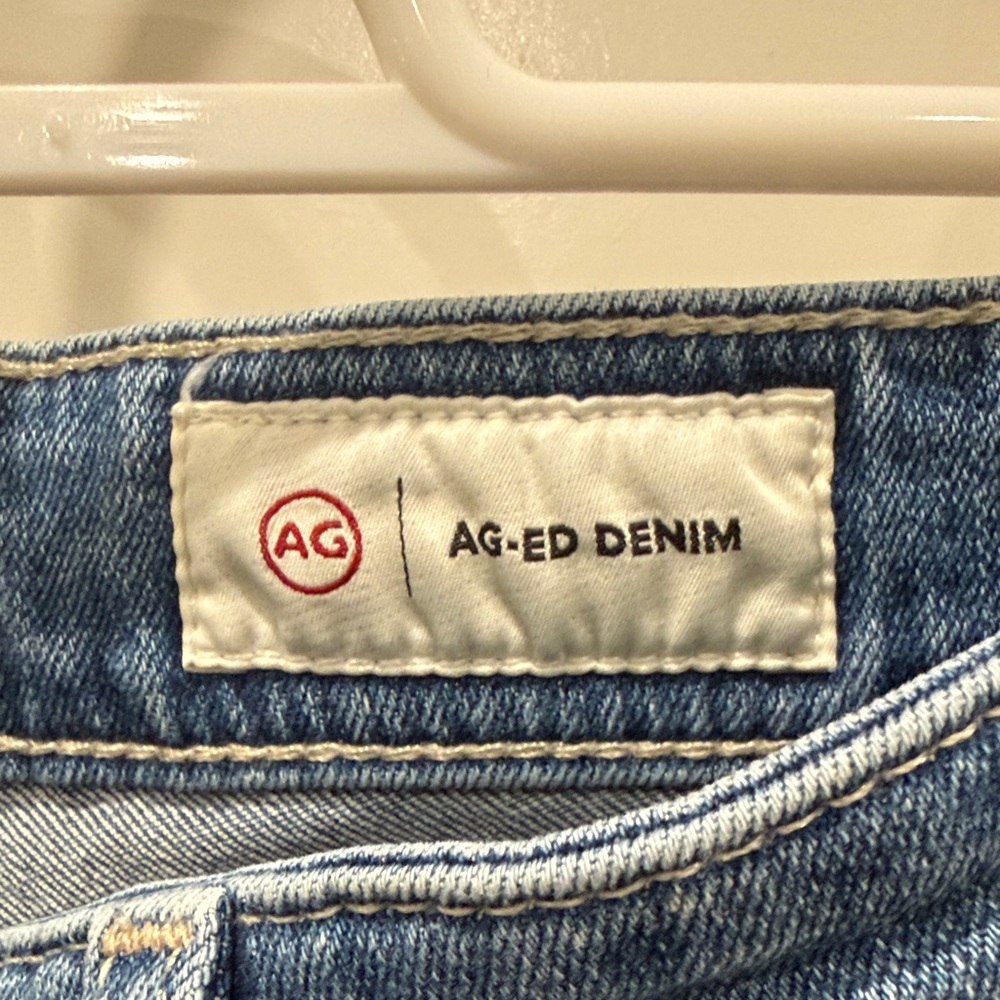 Ag Adriano Goldschmied Medium Blue Bootcut Jeans with Frayed Hem - Picture 2 of 13